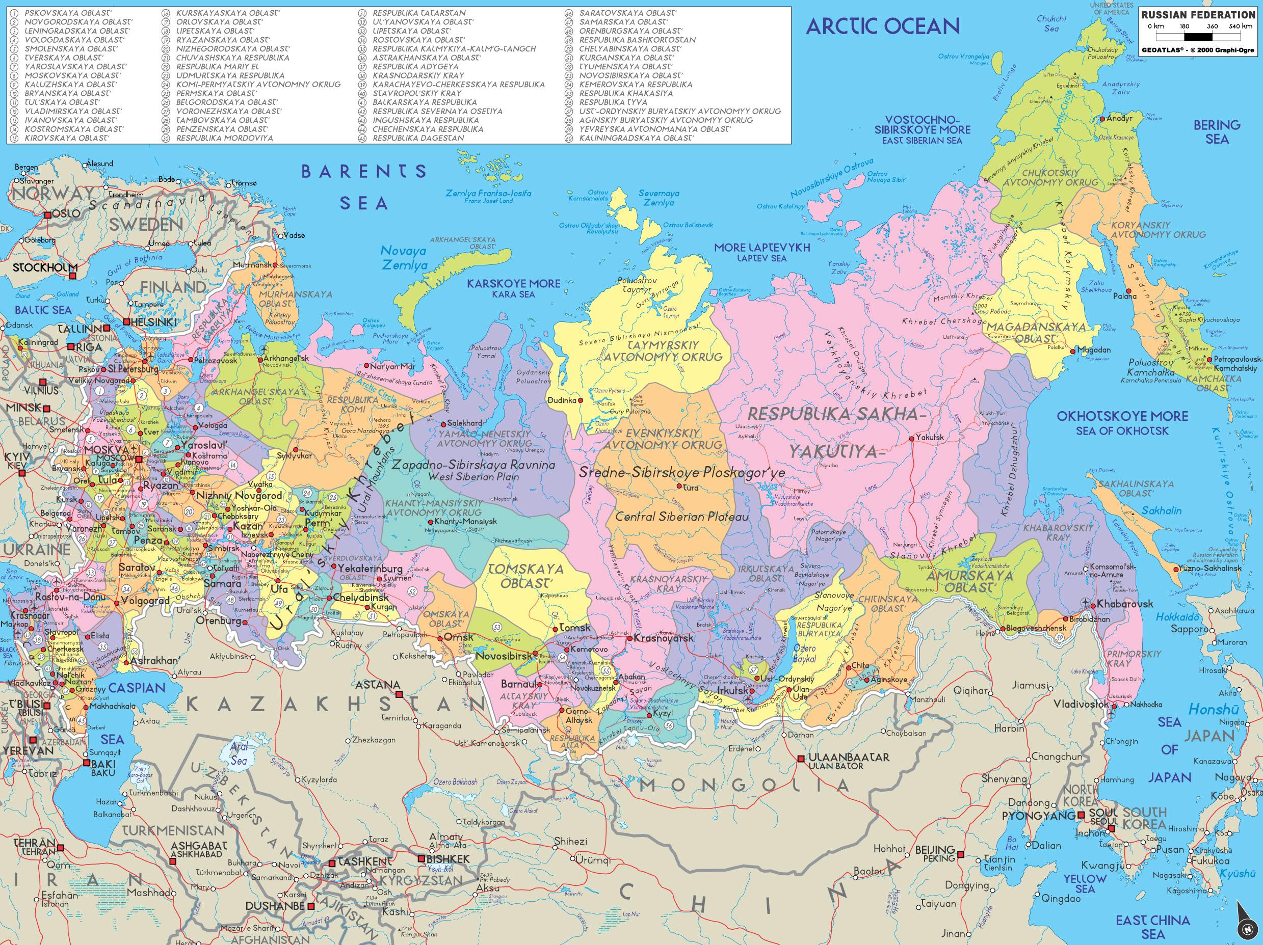 Detailed Political And Administrative Map Of Russia With Cities In Images And Photos Finder