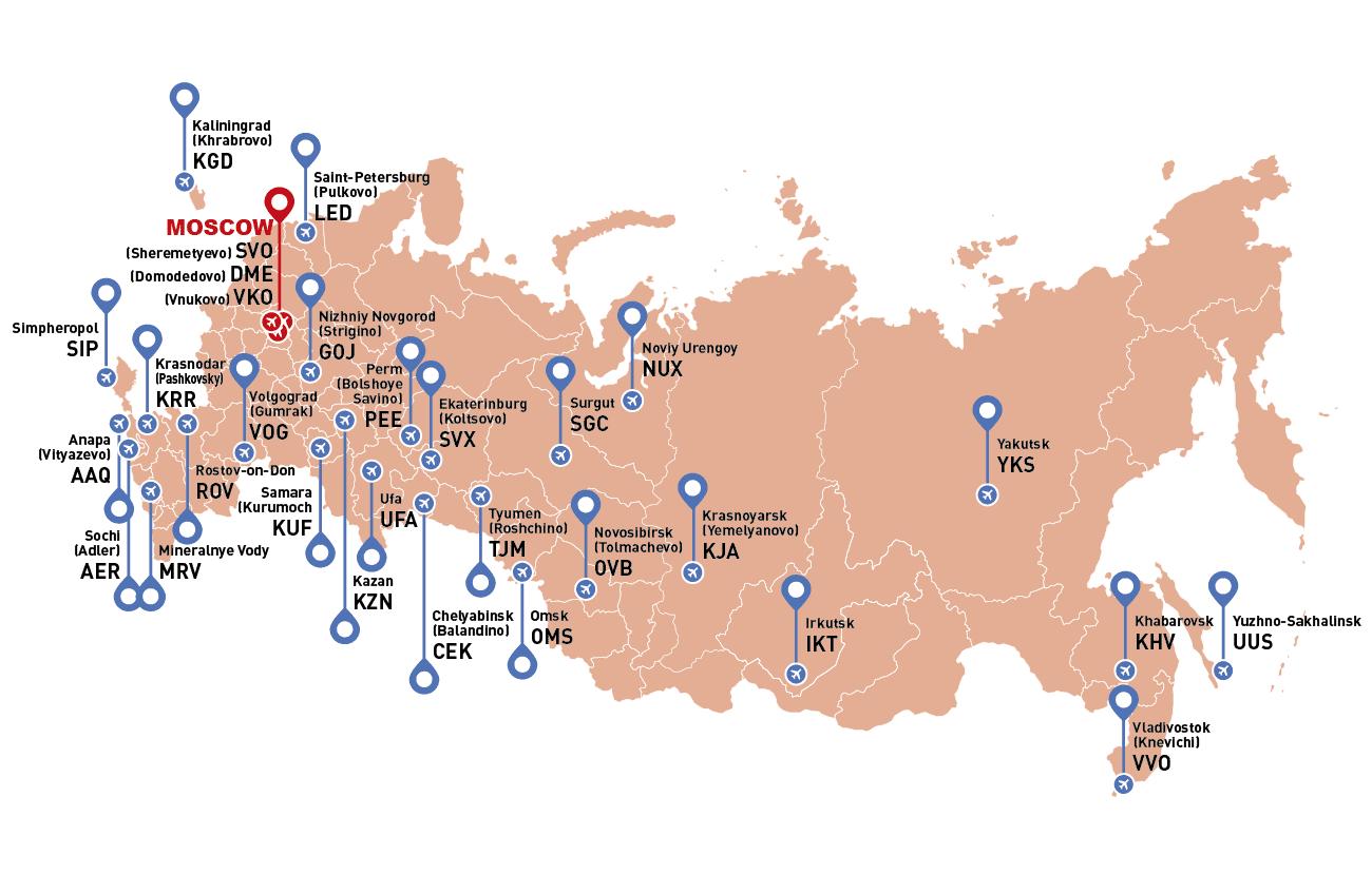 Карта аэродромов россии
