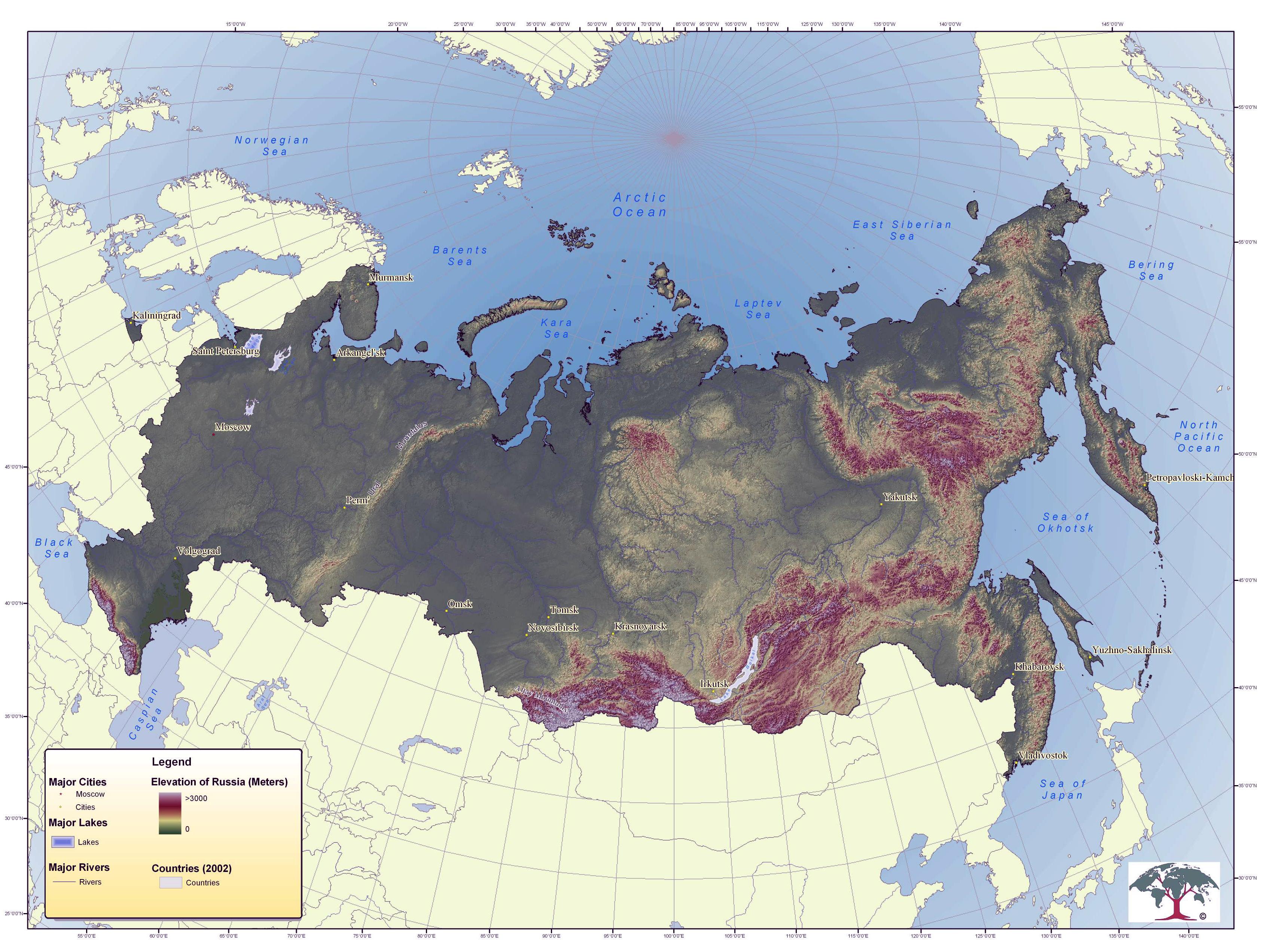Russia Elevation Map 