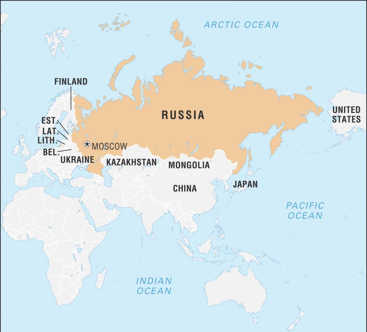Map of Russia and bordering countries