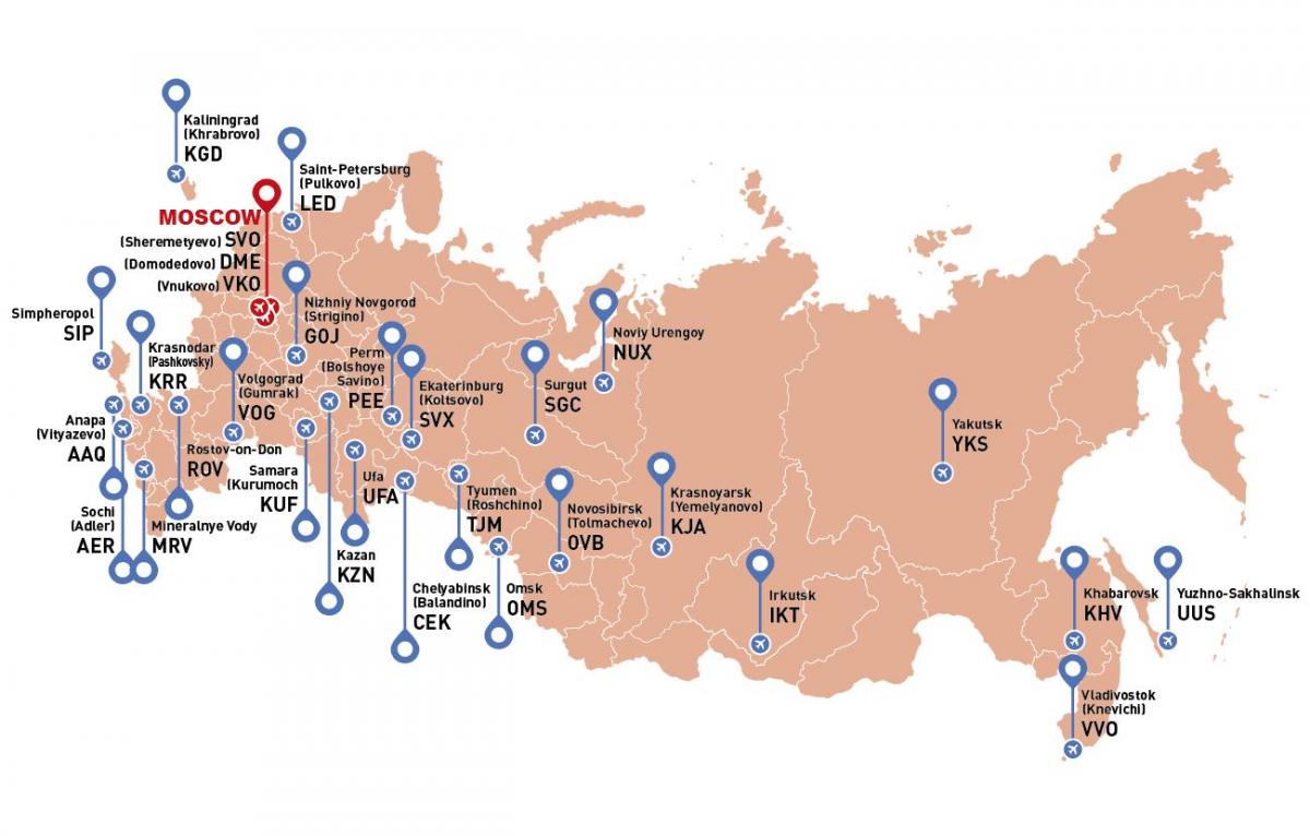 Map of Russia airports