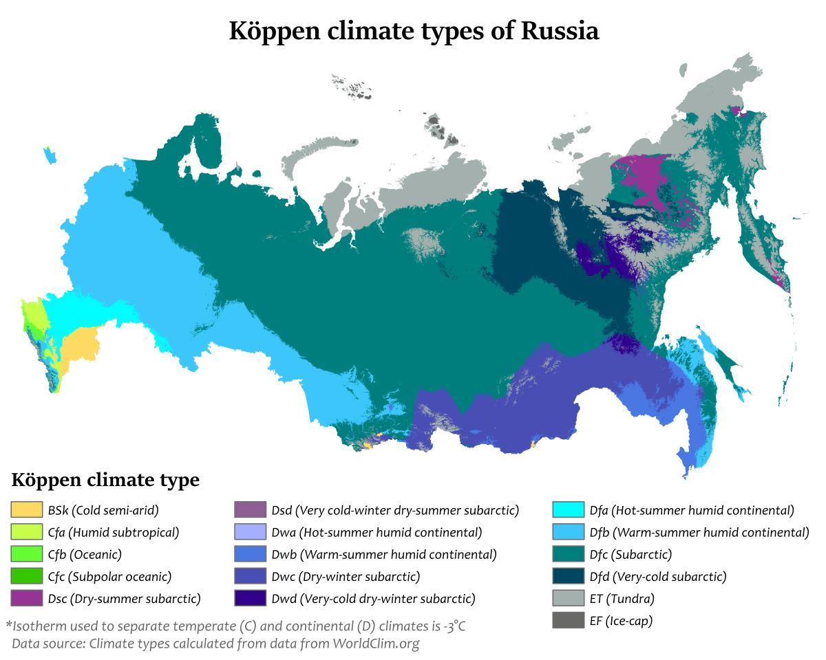 Russia temperature map