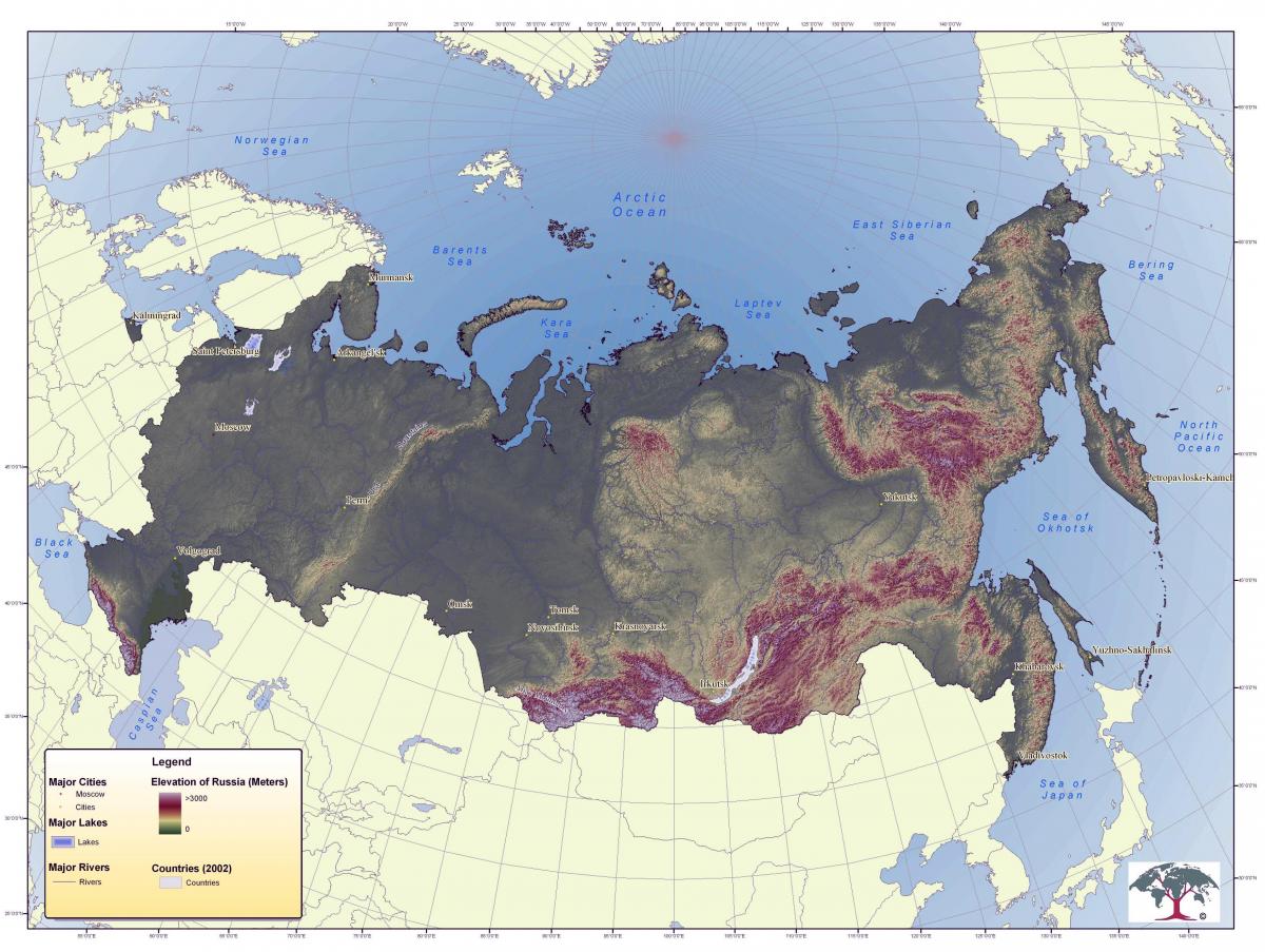 Russia altitude map