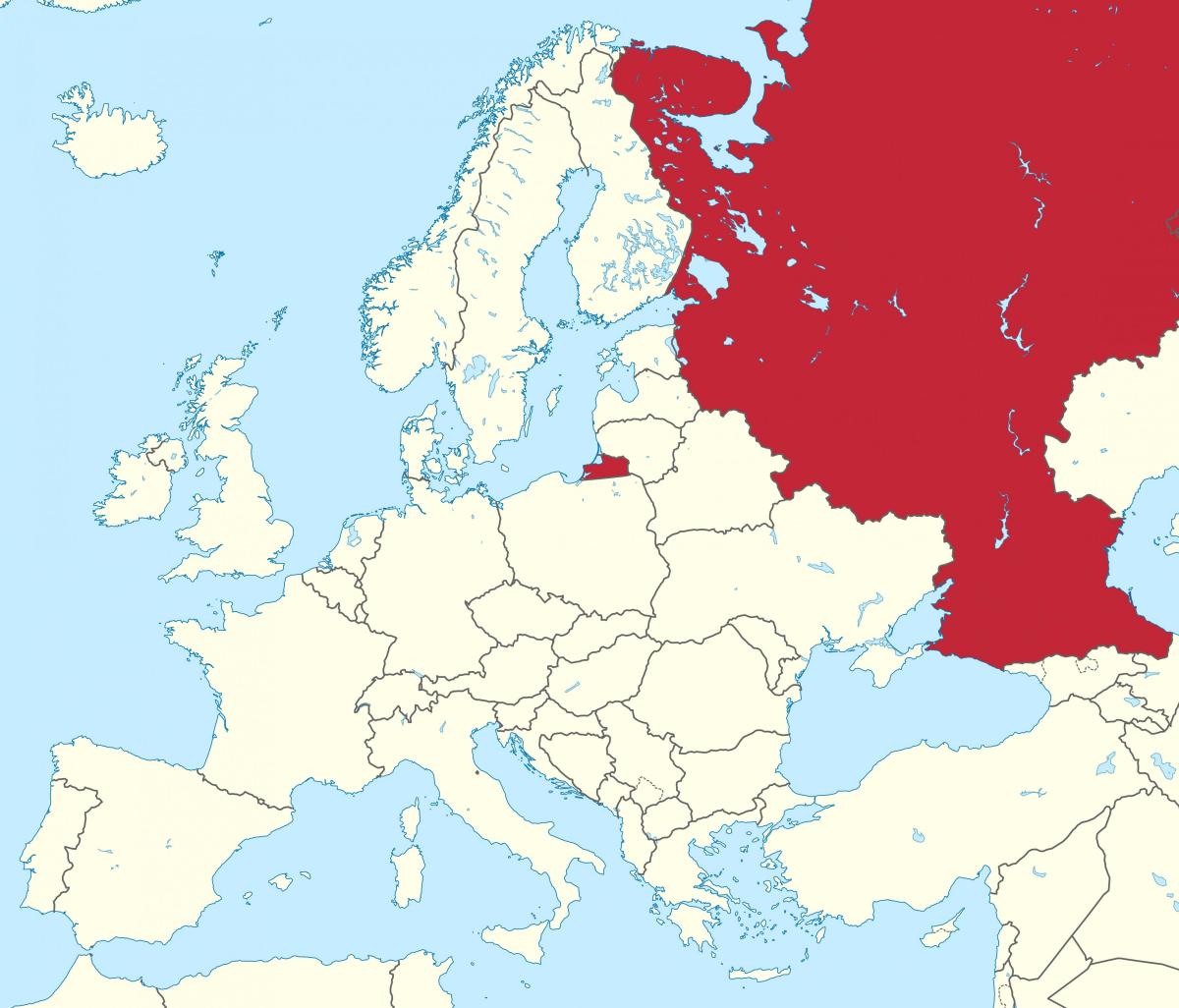 Russia location on the Europe map