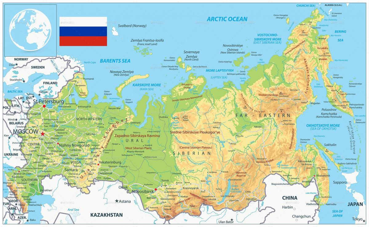 Map of the country Russia