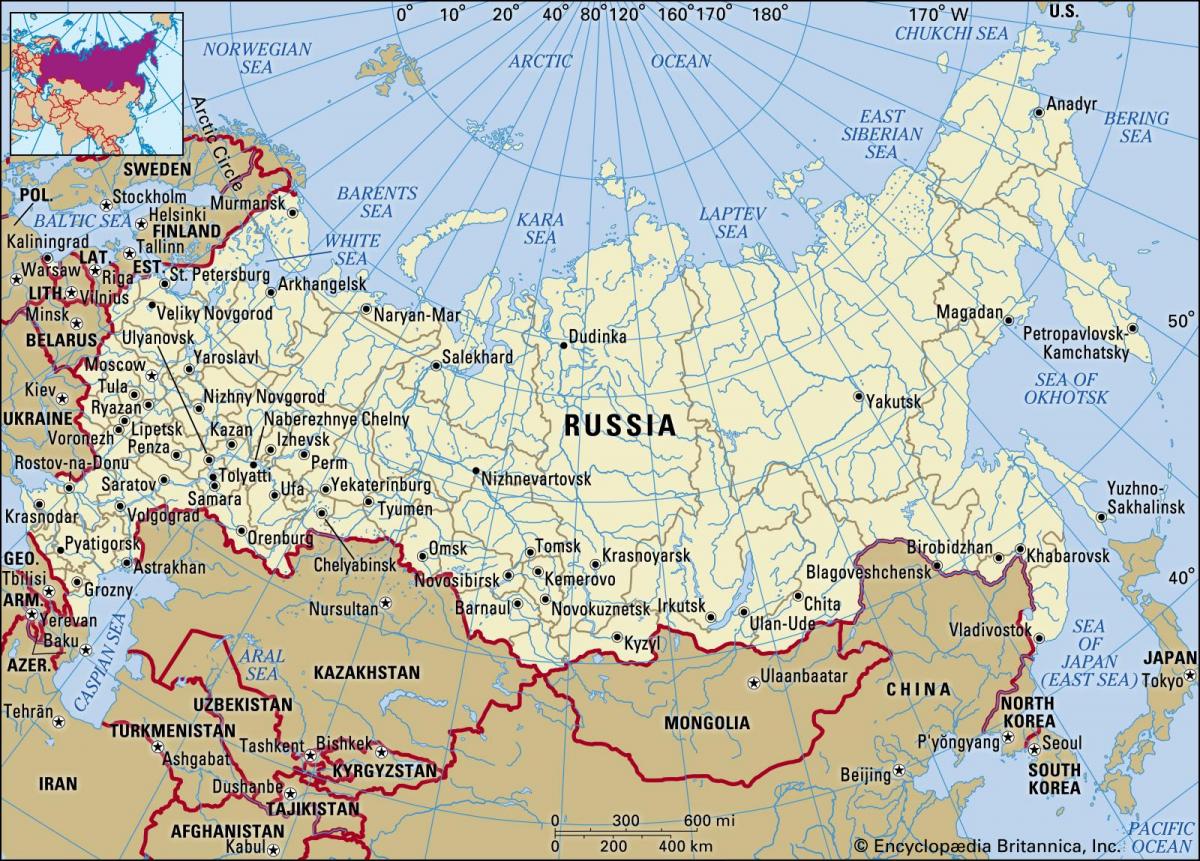 Russia on a map
