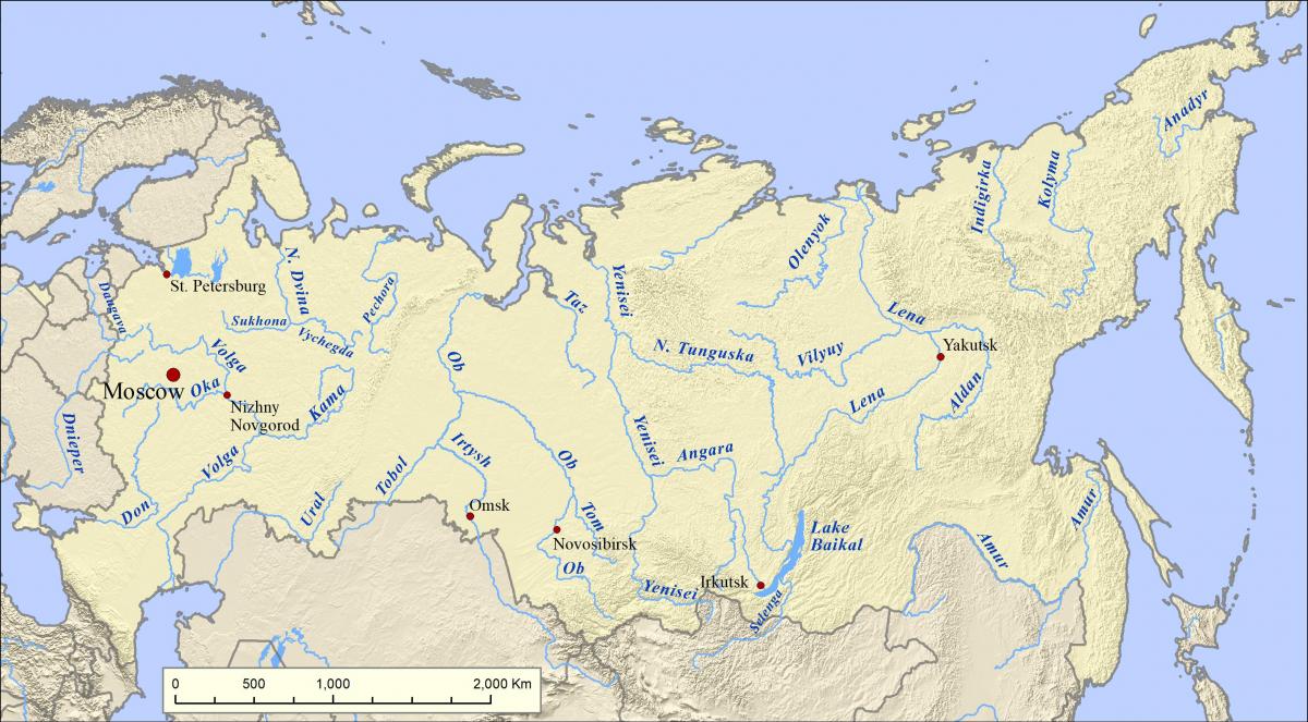 Rivers in Russia map